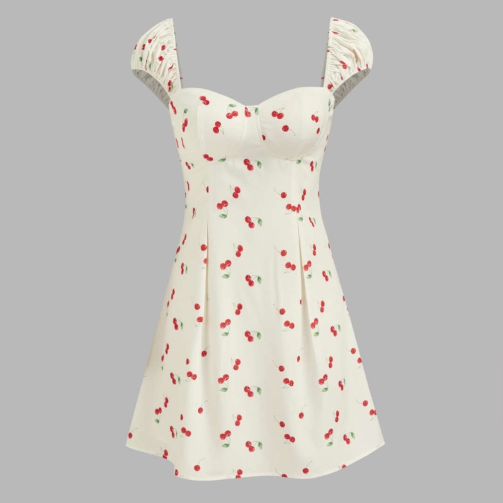 NWT Cider Square Neck Cherry Print Mini Dress XXS